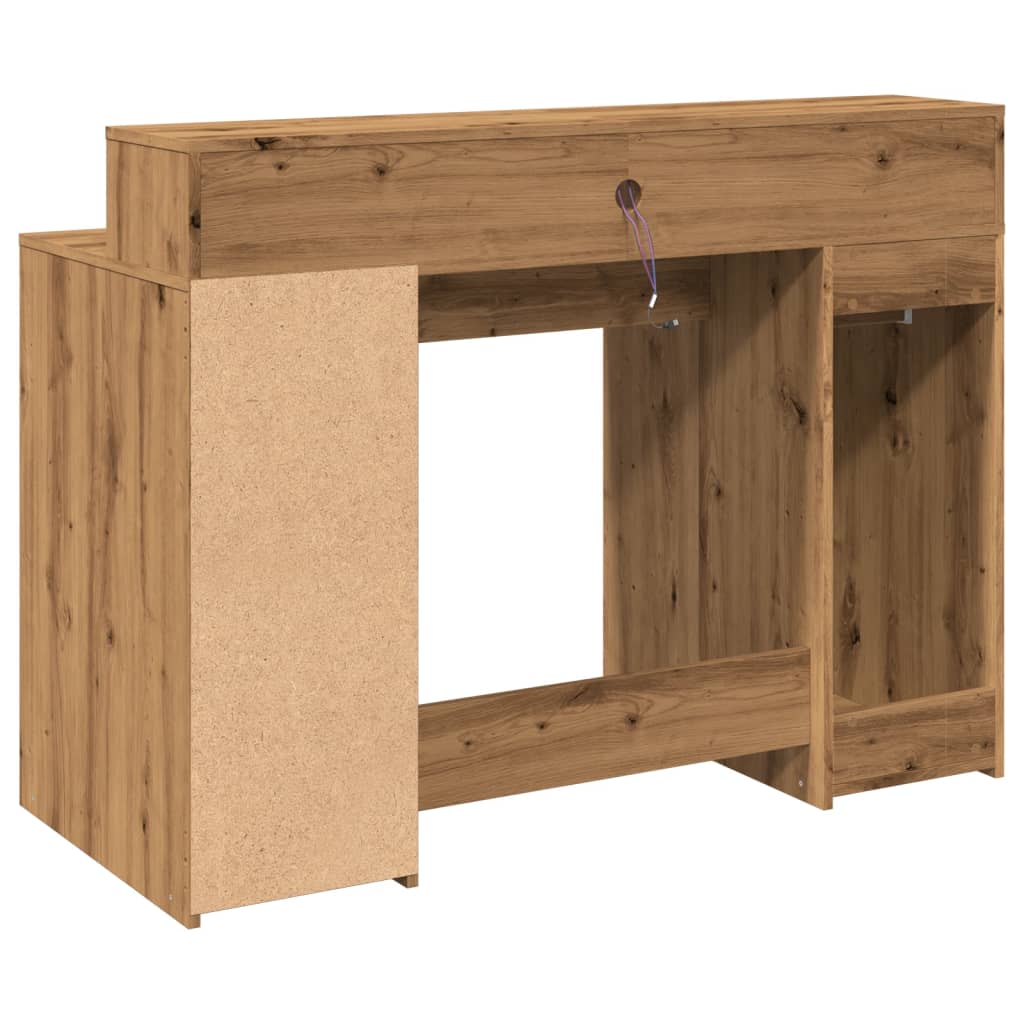 Escritorio Con Led Madera Ingeniería Roble Artisian 120X55X91Cm