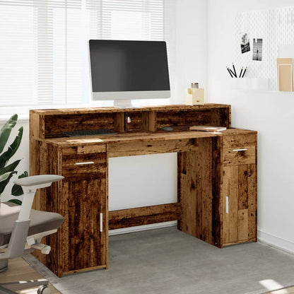 Escritorio Con Led Madera Ingeniería Envejecida