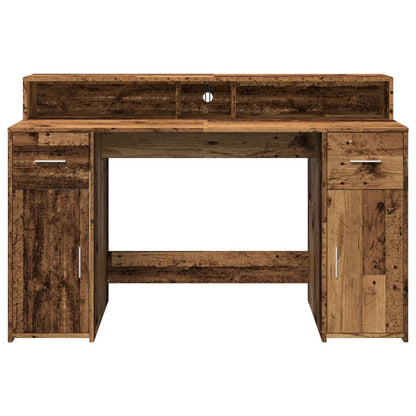 Escritorio Con Led Madera Ingeniería Envejecida