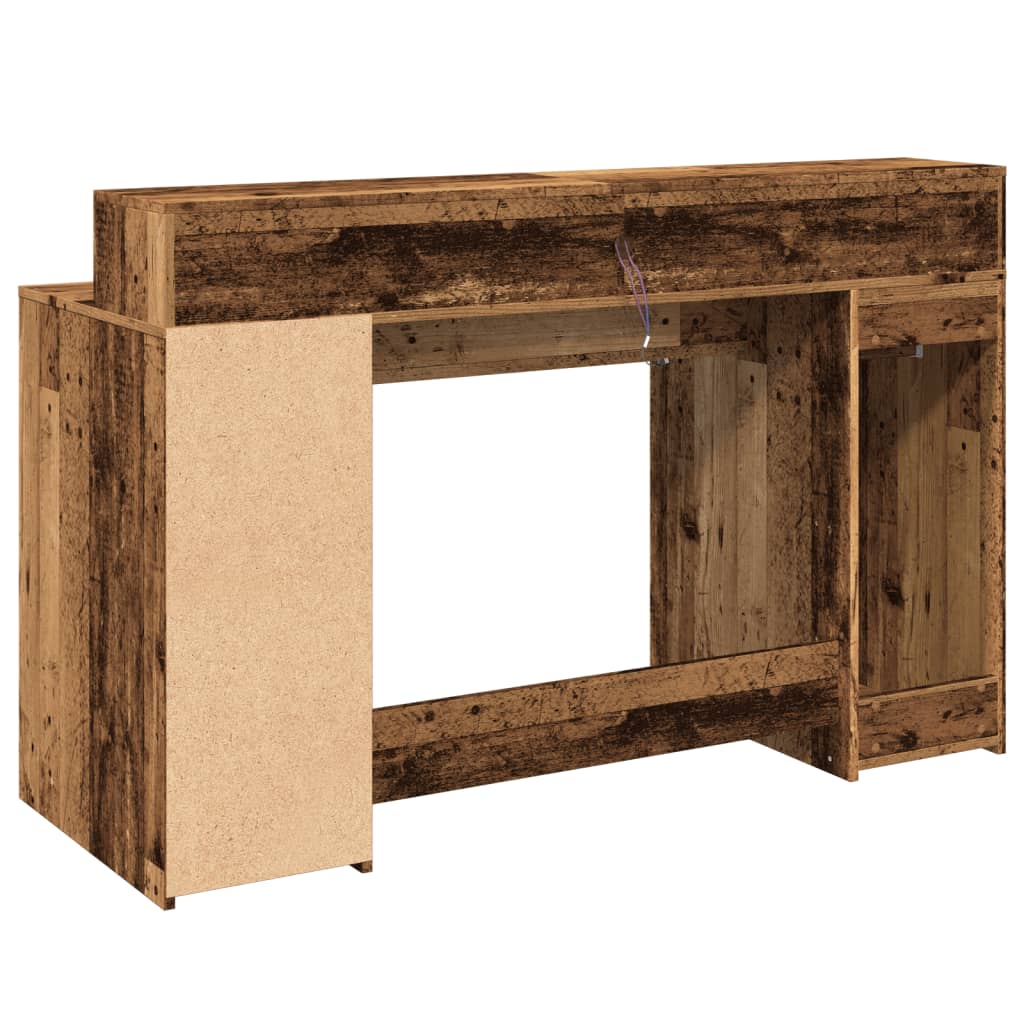 Escritorio Con Led Madera Ingeniería Envejecida