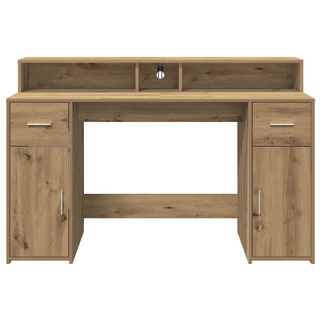Escritorio Con Led Madera Ingeniería Roble Artisian 140X55X91Cm