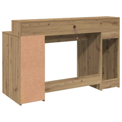Escritorio Con Led Madera Ingeniería Roble Artisian 140X55X91Cm