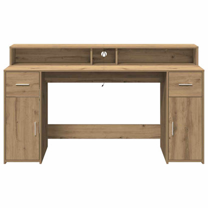 Escritorio Con Led Madera Ingeniería Roble Artisian 160X55X91Cm