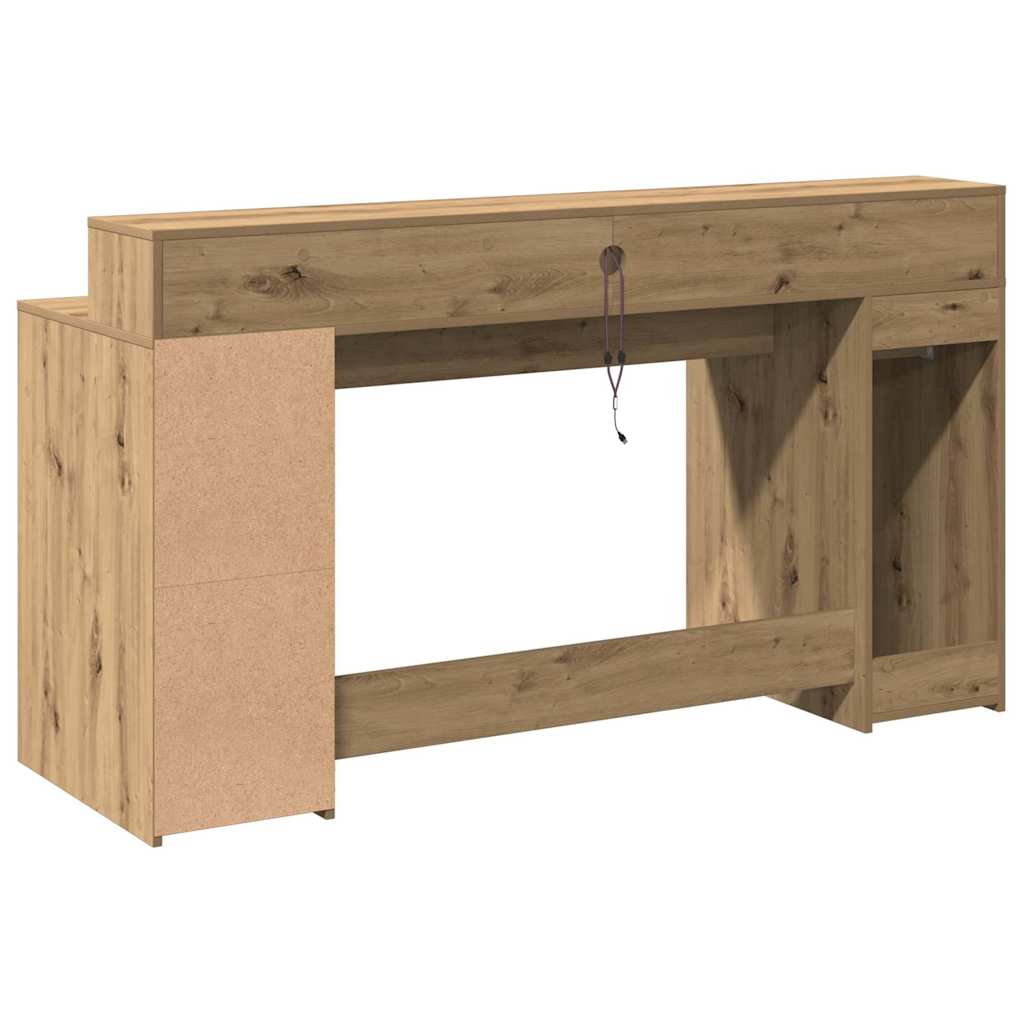 Escritorio Con Led Madera Ingeniería Roble Artisian 160X55X91Cm