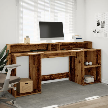 Escritorio Con Led Madera Ingeniería Envejecida