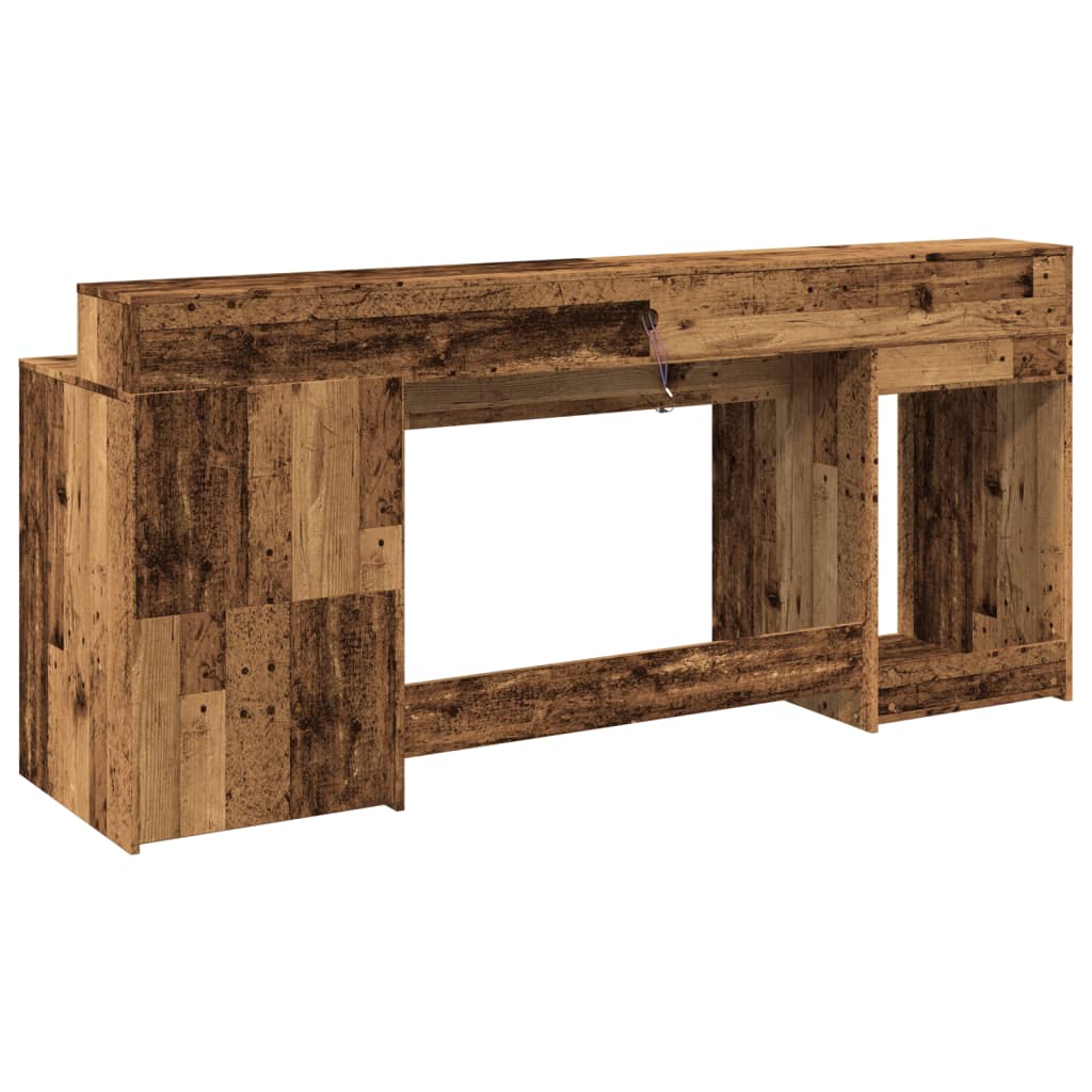 Escritorio Con Led Madera Ingeniería Envejecida