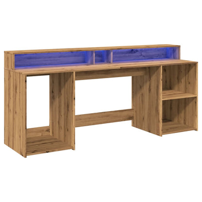 Escritorio Con Led Madera Ingeniería Roble Artisian 200X55X91Cm