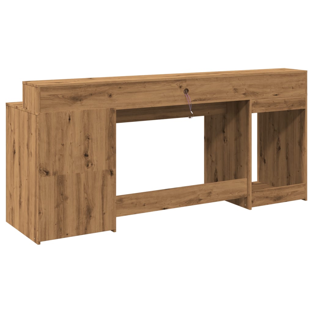 Escritorio Con Led Madera Ingeniería Roble Artisian 200X55X91Cm