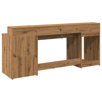 Escritorio Con Led Madera Ingeniería Roble Artisian 200X55X91Cm