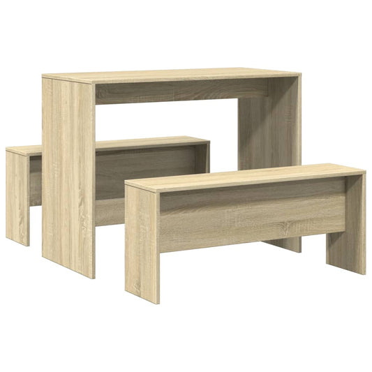 Mesa Y Bancos De Comedor 3 Pzas Madera Ingeniería