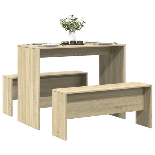 Mesa Y Bancos De Comedor 3 Pzas Madera Ingeniería