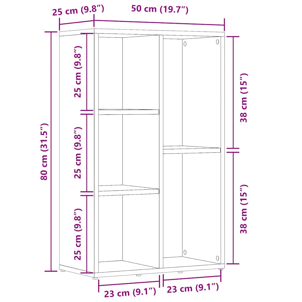 Estantería Madera De Ingeniería 50X25X80 Cm