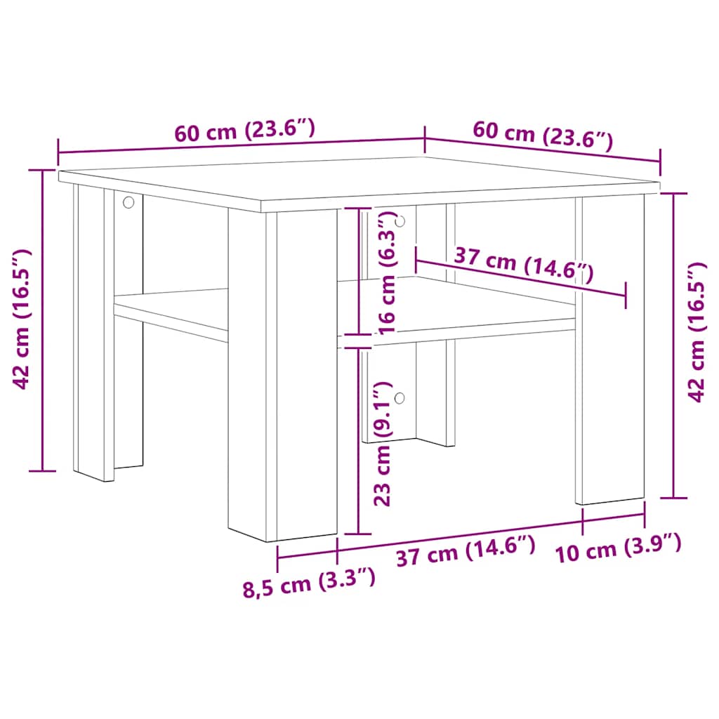 Mesa De Centro Madera De Ingeniería 60X60X42 Cm