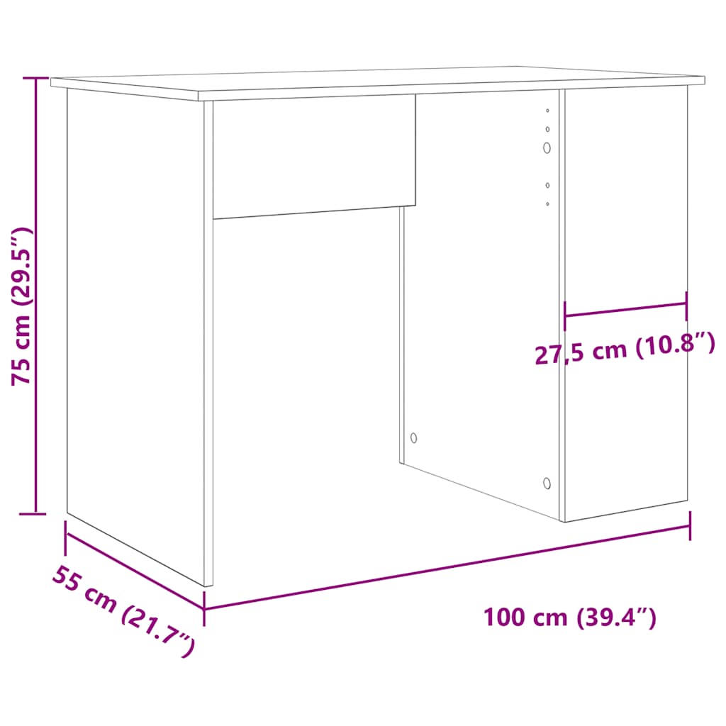 Escritorio De Madera De Ingeniería Envejecida 100X55X75 Cm