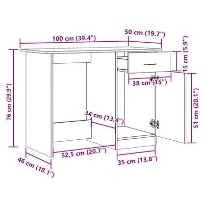 Escritorio De Madera De Ingeniería Envejecida 100X50X76 Cm