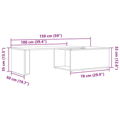 Mesa De Centro Madera Contrachapada Envejecida 150X50X35 Cm