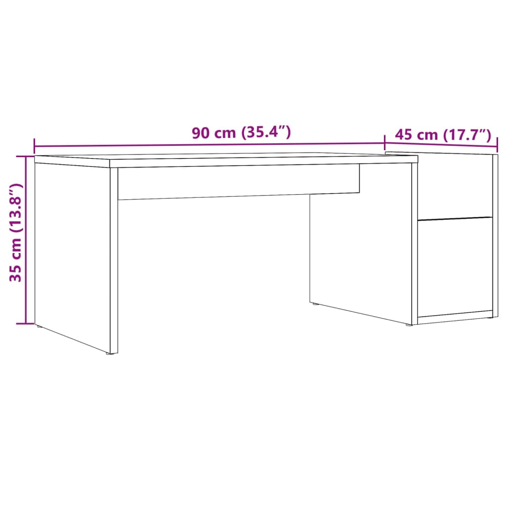 Mesa De Centro Madera Ingeniería Envejecida 90X45X35 Cm