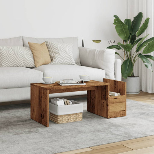 Mesa De Centro Madera Ingeniería Envejecida 90X45X35 Cm