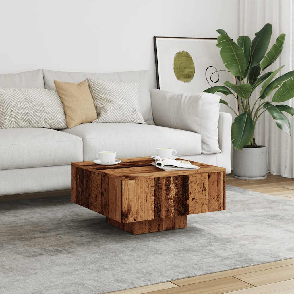 Mesa De Centro Madera De Ingeniería Envejecida 60X60X31,5 Cm