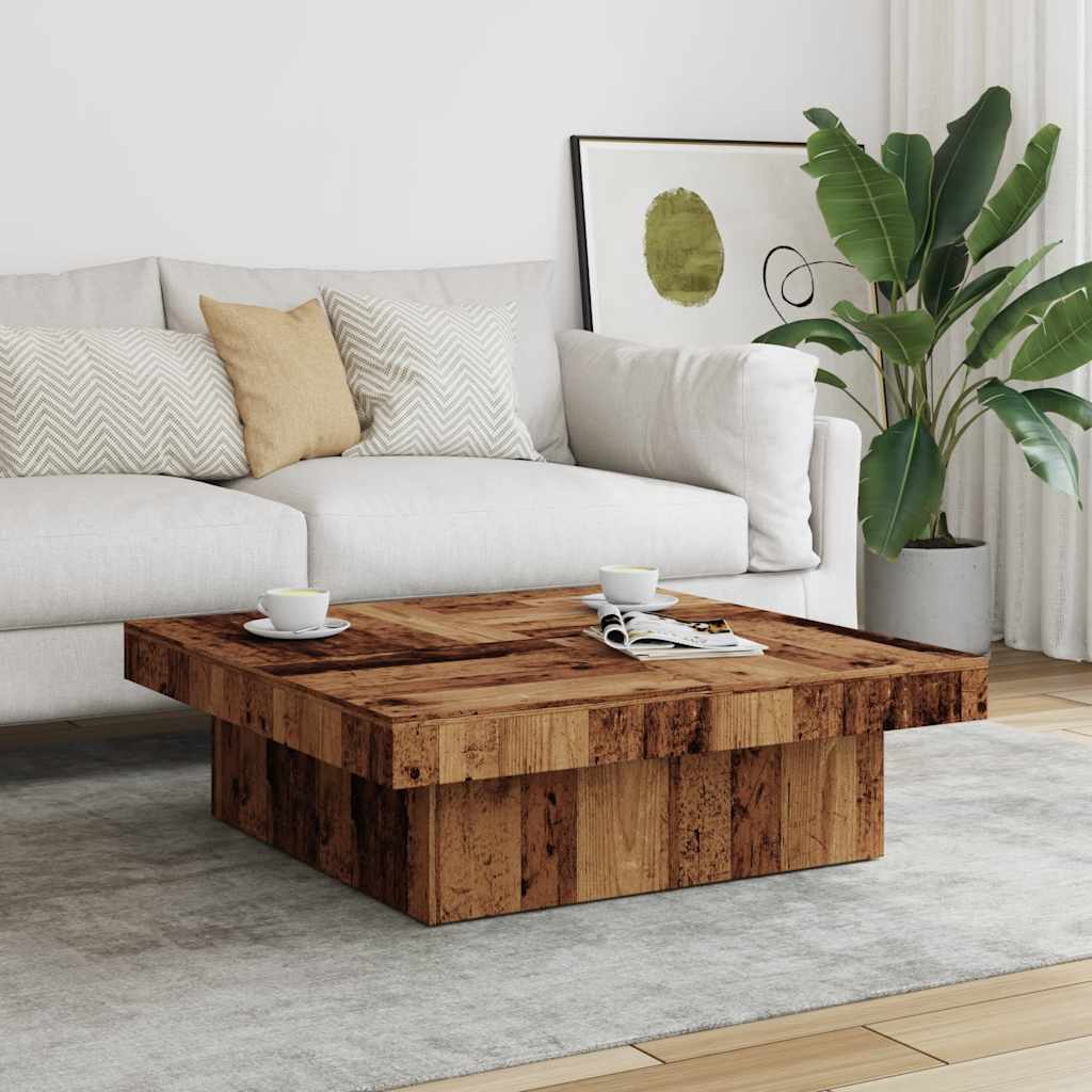 Mesa De Centro Madera De Ingeniería Envejecida 90X90X28 Cm