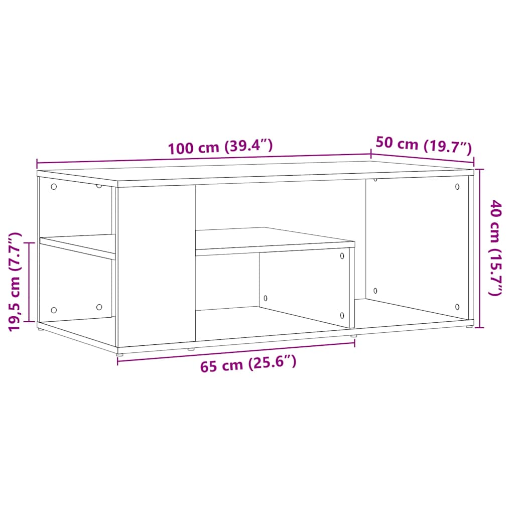 Mesa De Centro Madera Contrachapada 100X50X40 Cm
