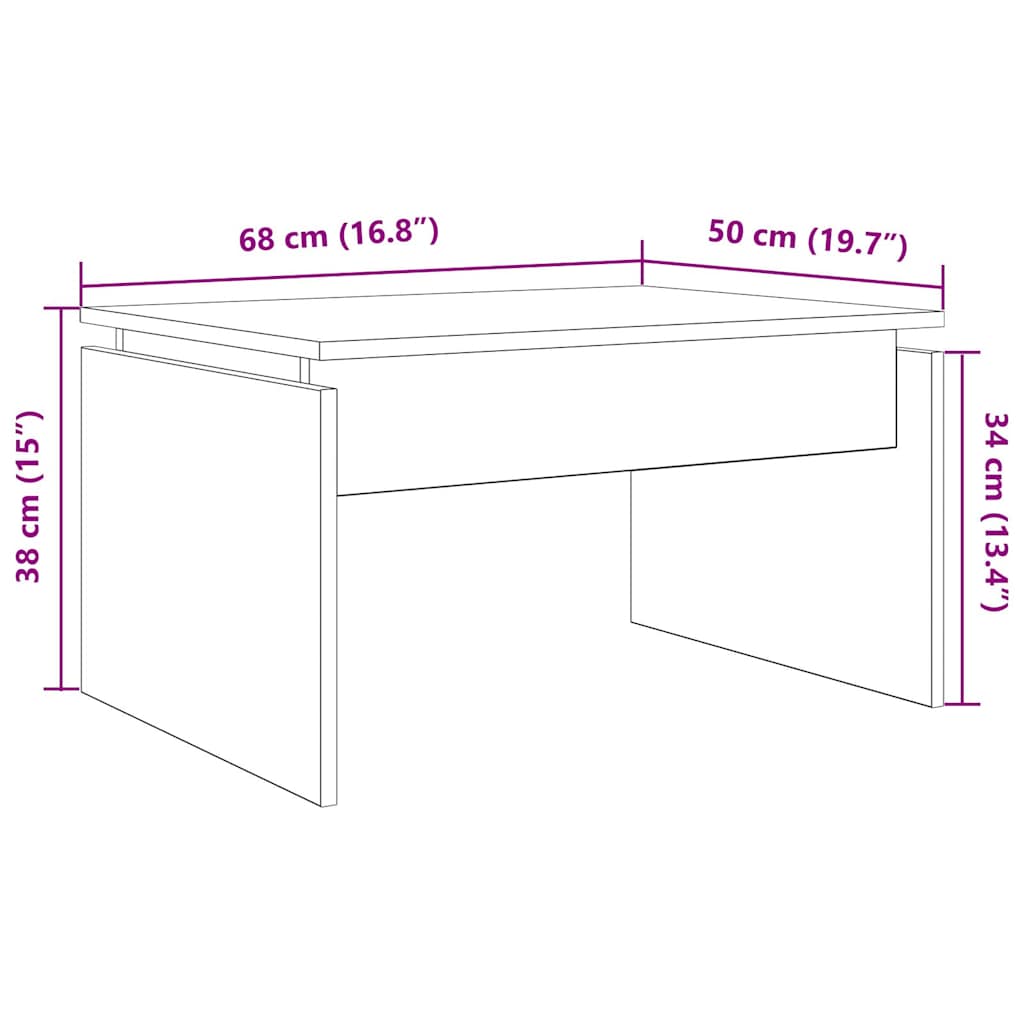 Mesa De Centro Madera De Ingeniería 68X50X38 Cm