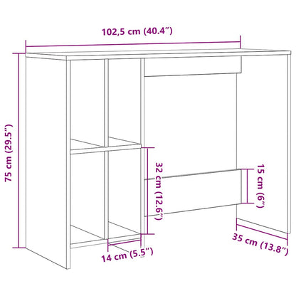 Escritorio Madera Ingeniería Madera Envejecida 102,5X35X75 Cm