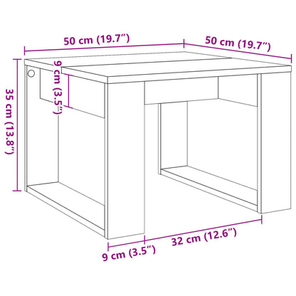 Mesa Auxiliar De Madera De Ingeniería Envejecida 50X50X35 Cm