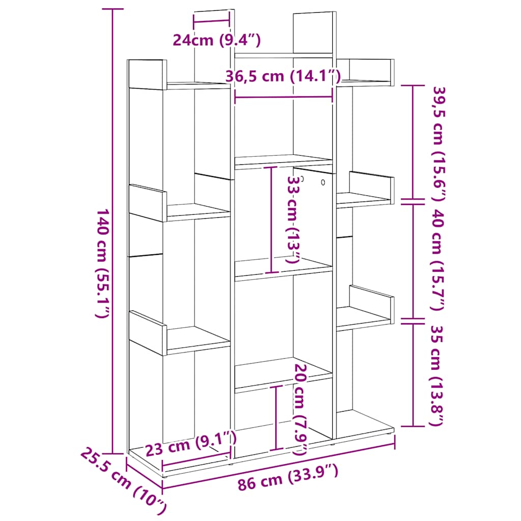 Estantería De Madera De Ingeniería 86X25,5X140 Cm