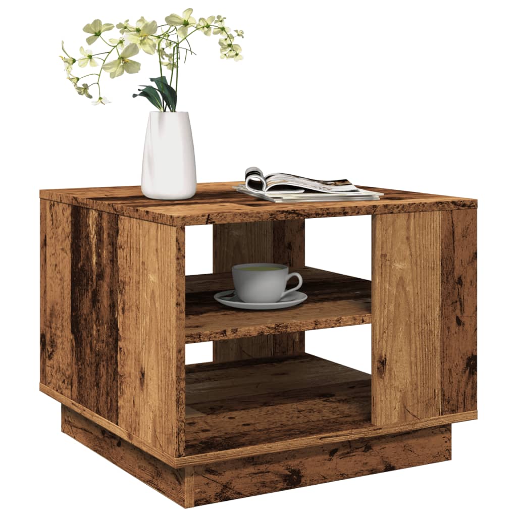 Mesa De Centro Madera Ingeniería Madera Envejecida 55X55X42 Cm