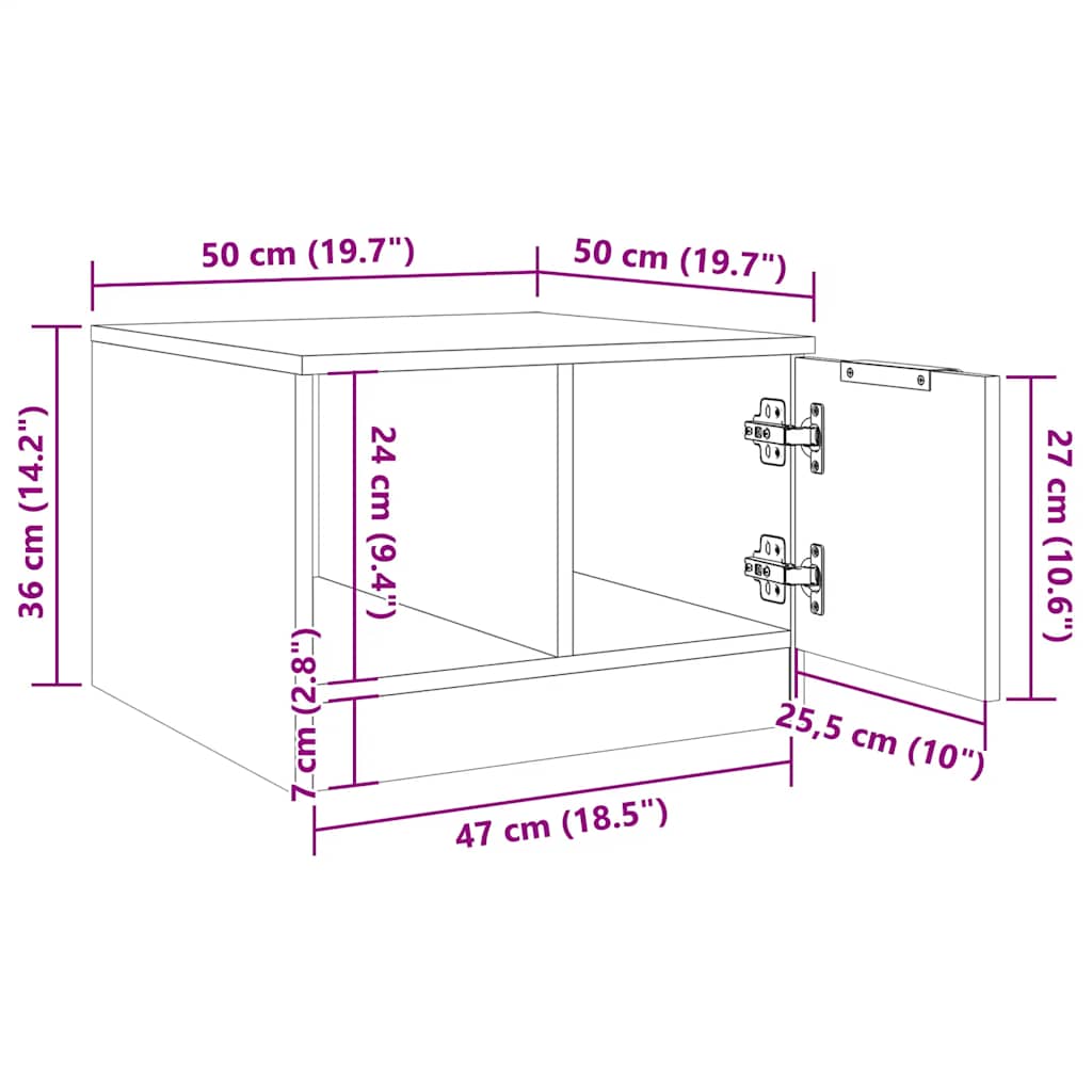 Mesa De Centro Madera De Ingeniería Envejecida 50X50X36 Cm