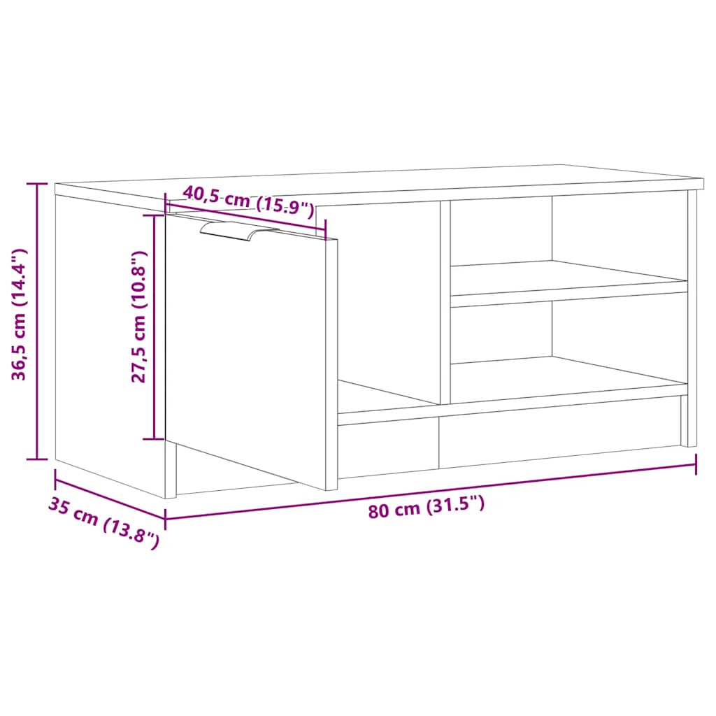Mueble Para Tv Madera Contrachapada Envejecida 80X35X36,5 Cm