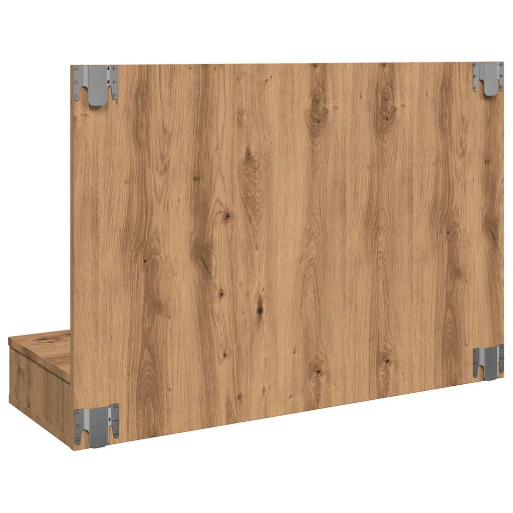 Armario Con Espejo Y Led Roble Artesano 90X31,5X62 Cm