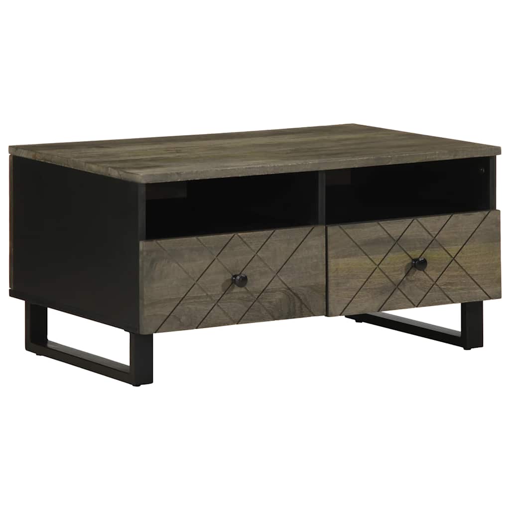 Mesa De Centro Madera Maciza De Mango Negra 80X54X40 Cm