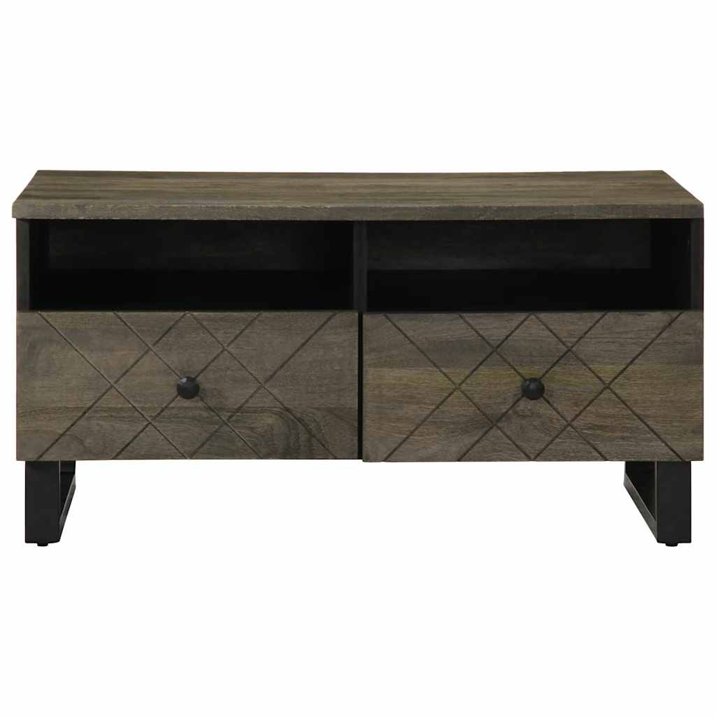Mesa De Centro Madera Maciza De Mango Negra 80X54X40 Cm
