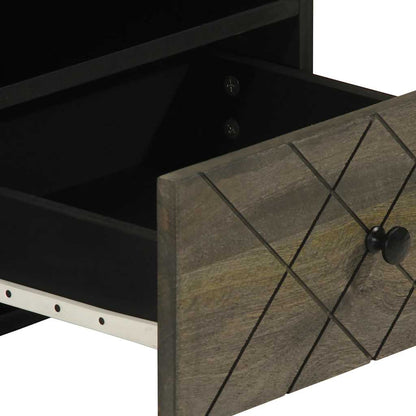 Mesa De Centro Madera Maciza De Mango Negra 80X54X40 Cm