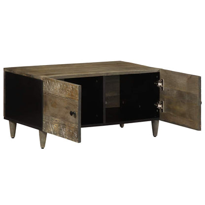 Mesa De Centro De Madera Maciza De Mango Gris Claro 80X50X40 Cm