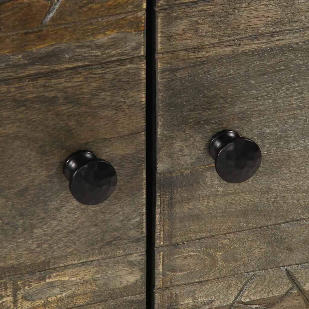 Mesa De Centro De Madera Maciza De Mango Gris Claro 80X50X40 Cm