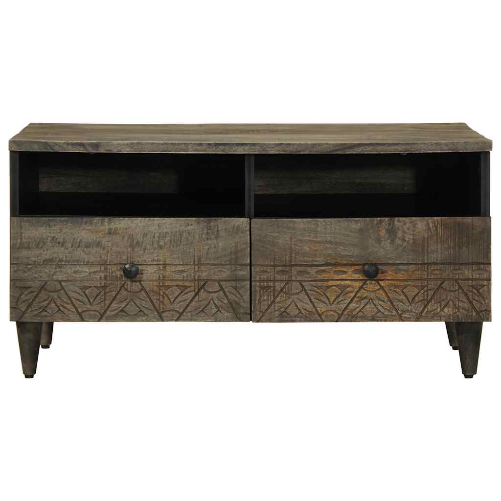 Mesa De Centro Madera Maciza De Mango Gris Claro 80X54X40 Cm