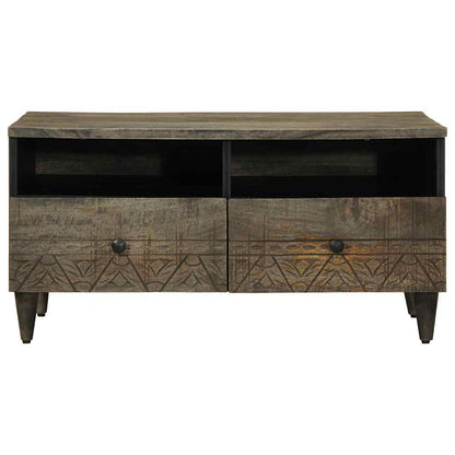 Mesa De Centro Madera Maciza De Mango Gris Claro 80X54X40 Cm