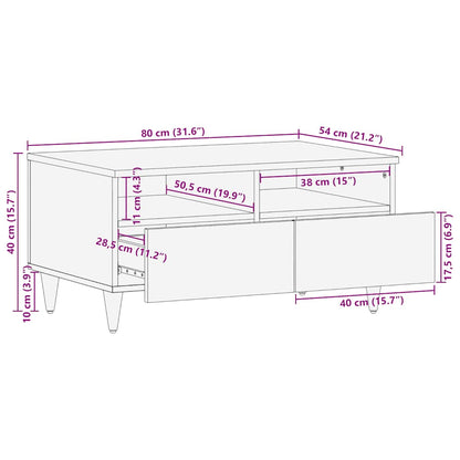 Mesa De Centro Madera Maciza De Mango Gris Claro 80X54X40 Cm