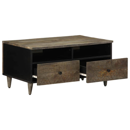 Mesa De Centro Madera Maciza De Mango Gris Claro 80X54X40 Cm