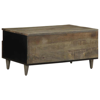 Mesa De Centro Madera Maciza De Mango Gris Claro 80X54X40 Cm