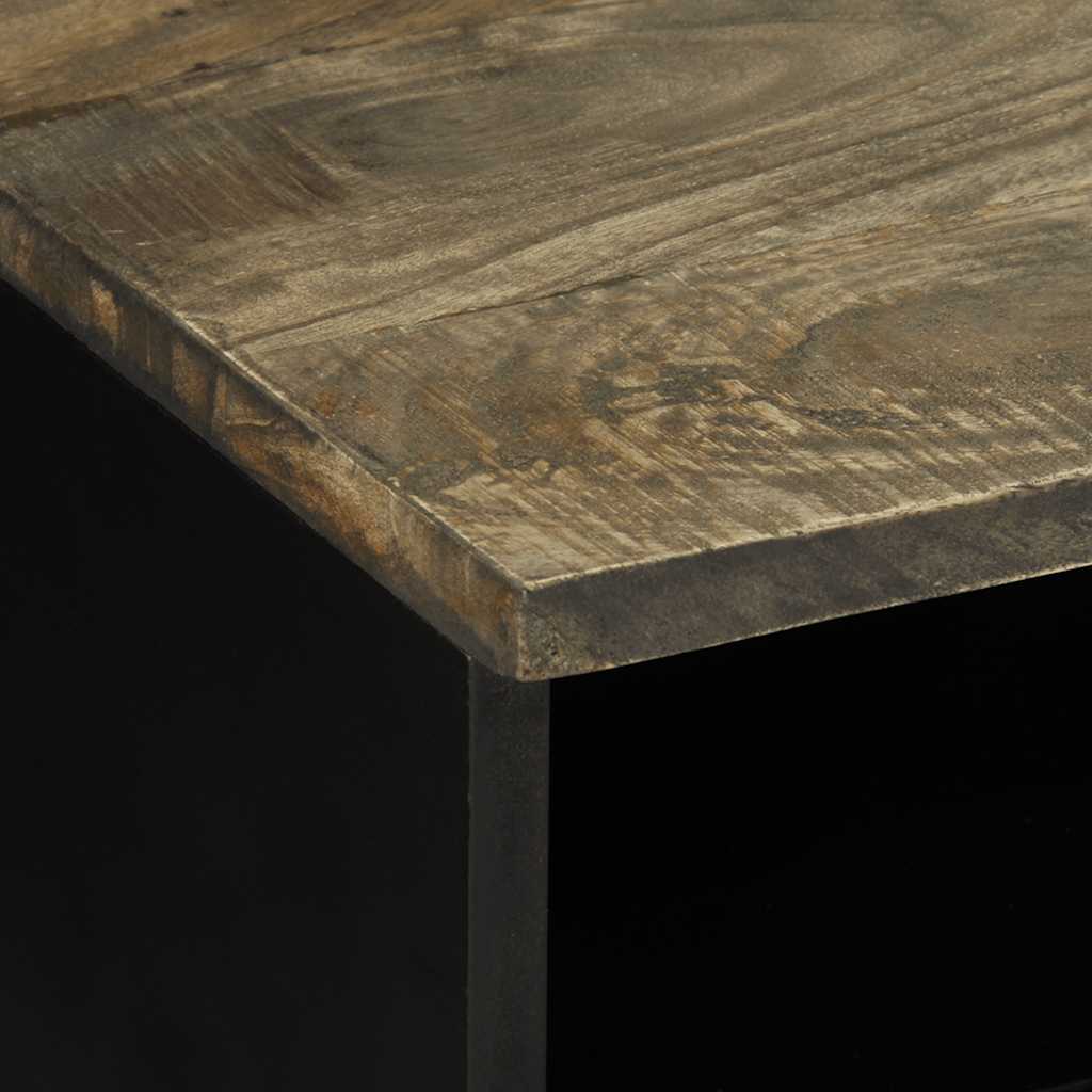 Mesa De Centro Madera Maciza De Mango Gris Claro 80X54X40 Cm