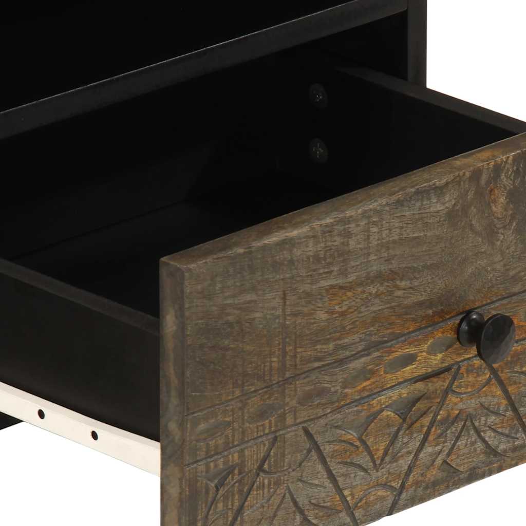 Mesa De Centro Madera Maciza De Mango Gris Claro 80X54X40 Cm