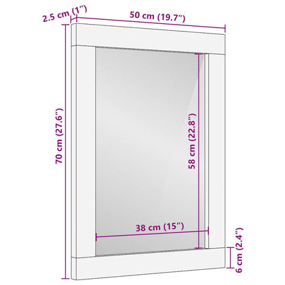 Espejo De Baño Madera Maciza Mango 50X2,5X70 Cm