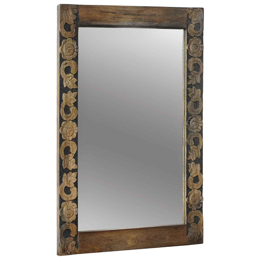 Espejo De Pared Madera De Nogal Marrón 70 X 50 Cm Rectangular