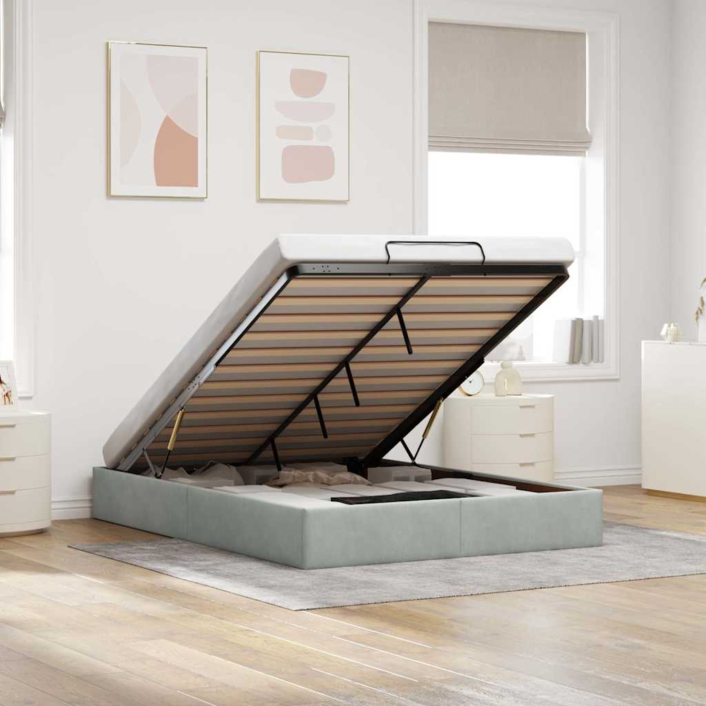 Estructura De Cama Otomana Sin Colchón Terciopelo