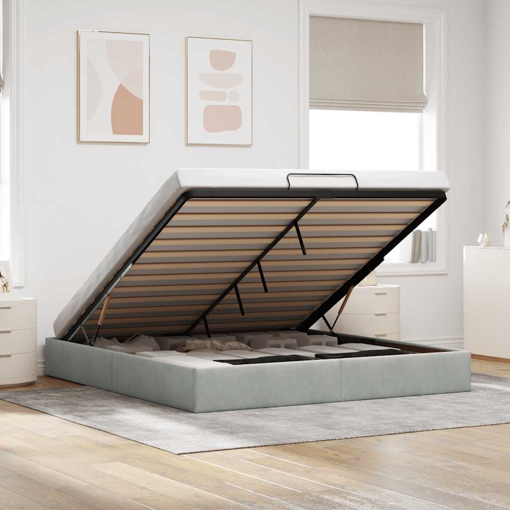 Estructura De Cama Otomana Sin Colchón Terciopelo