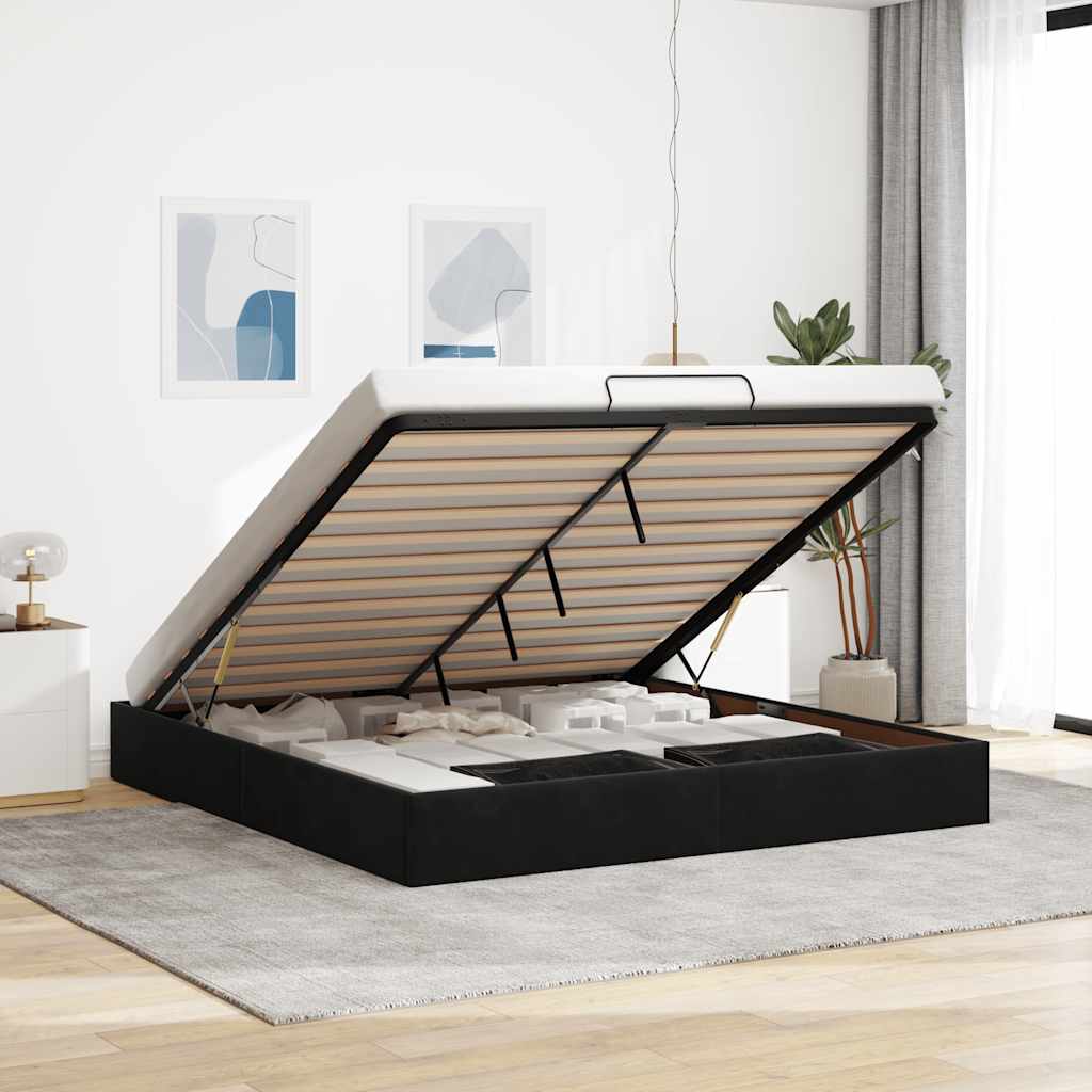 Estructura De Cama Otomana Sin Colchón Terciopelo